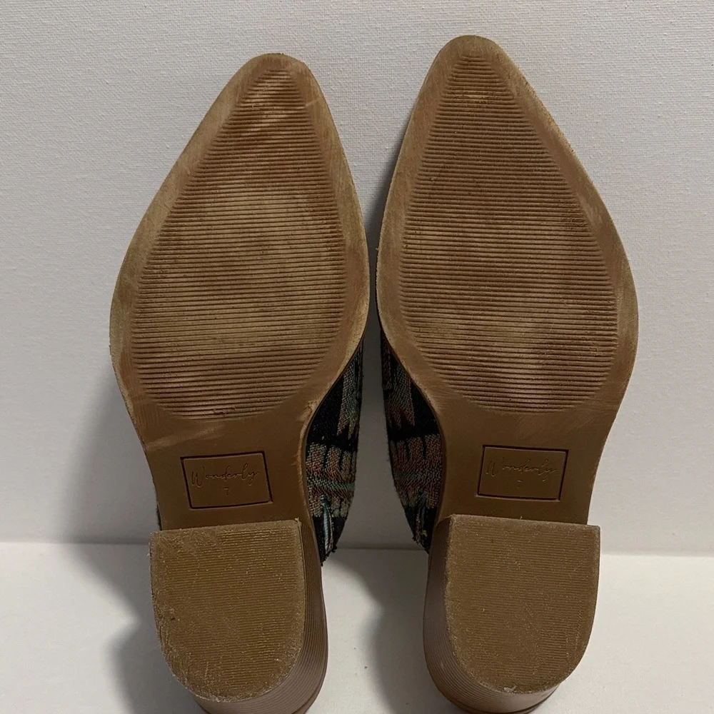Wonderly Green and Brown Patterned Women's Mules - Picture 5 of 13